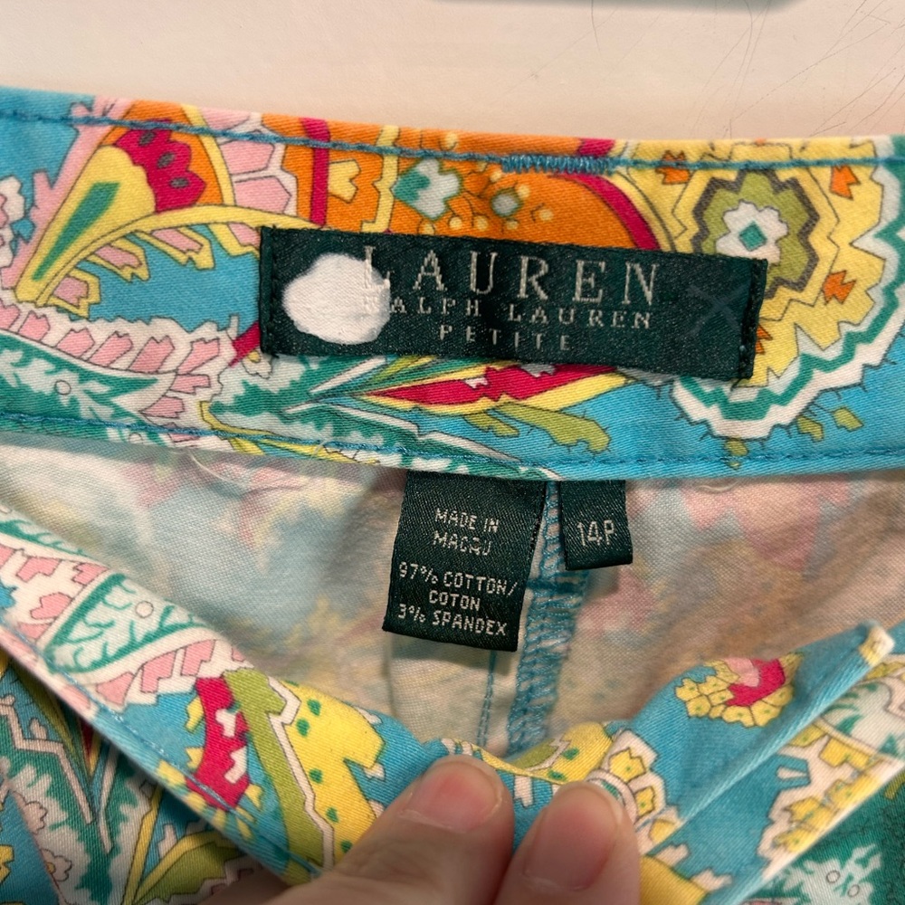 Lauren Ralph Lauren Petite Paisley Bermuda Shorts Resort Golf Coastal 14P - Picture 5 of 7